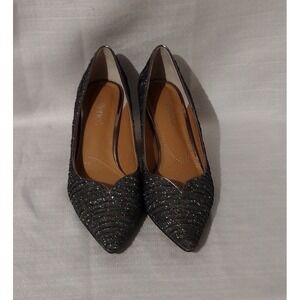 Vintage J. Reneé Black & Silver Metallic Pumps, 10M, 3" Heel, Elegant Style